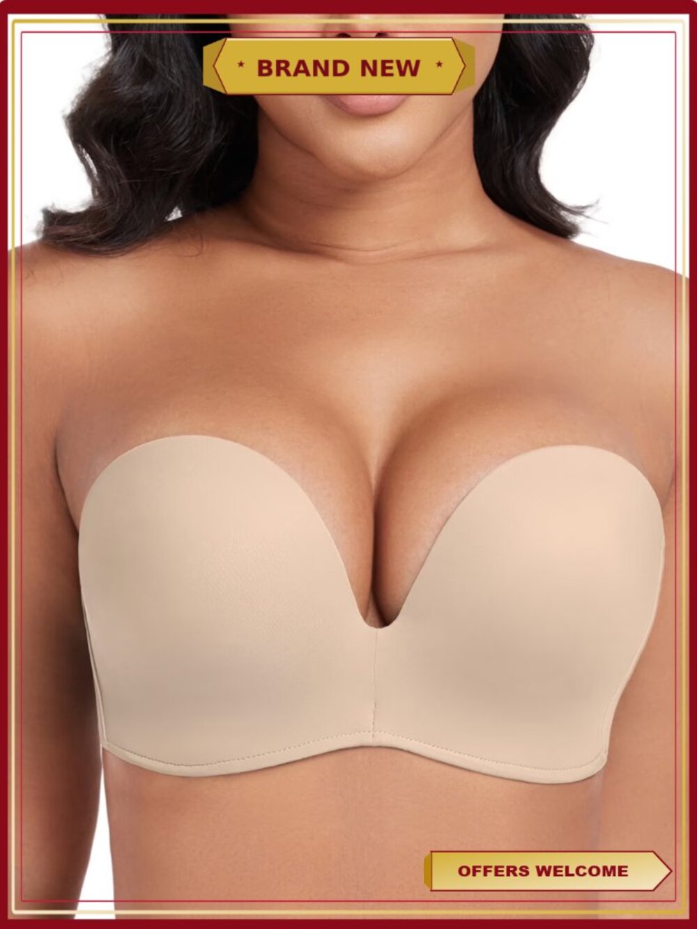 Seamless Push Up Bra Strapless Wireless Anti-Slip Shape Lift Women's Underwire